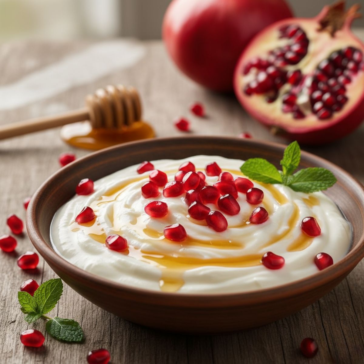 01 Řecký jogurt s medem a granátovým jablkem – jednoduchá a zdravá snídaně